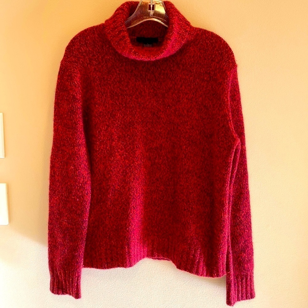The Limited Lambswool Angora Rabbit Hair Blend Roll Neck Knit Sweater Red Size M - Picture 3 of 5